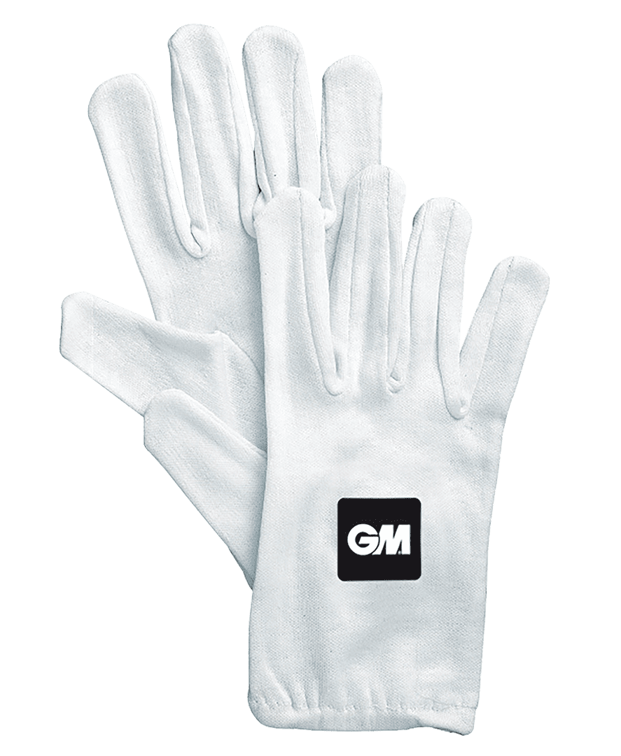 Front and Back view of GM cotton inner gloves in white with GM branding