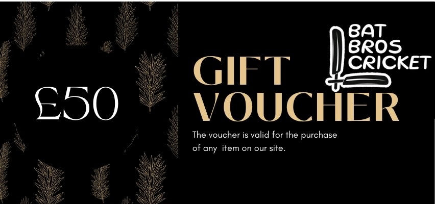 Stylish £50 Bat Bros Cricket gift card with premium voucher layout