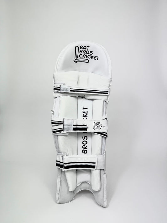 Inside view of batting pads showing butterfly straps and mesh lining