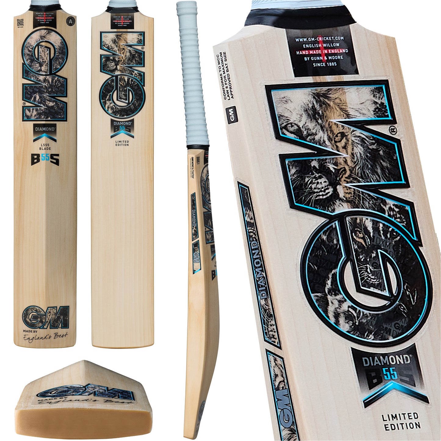Multi-angle image showing front, back, and toe of the Signature bat