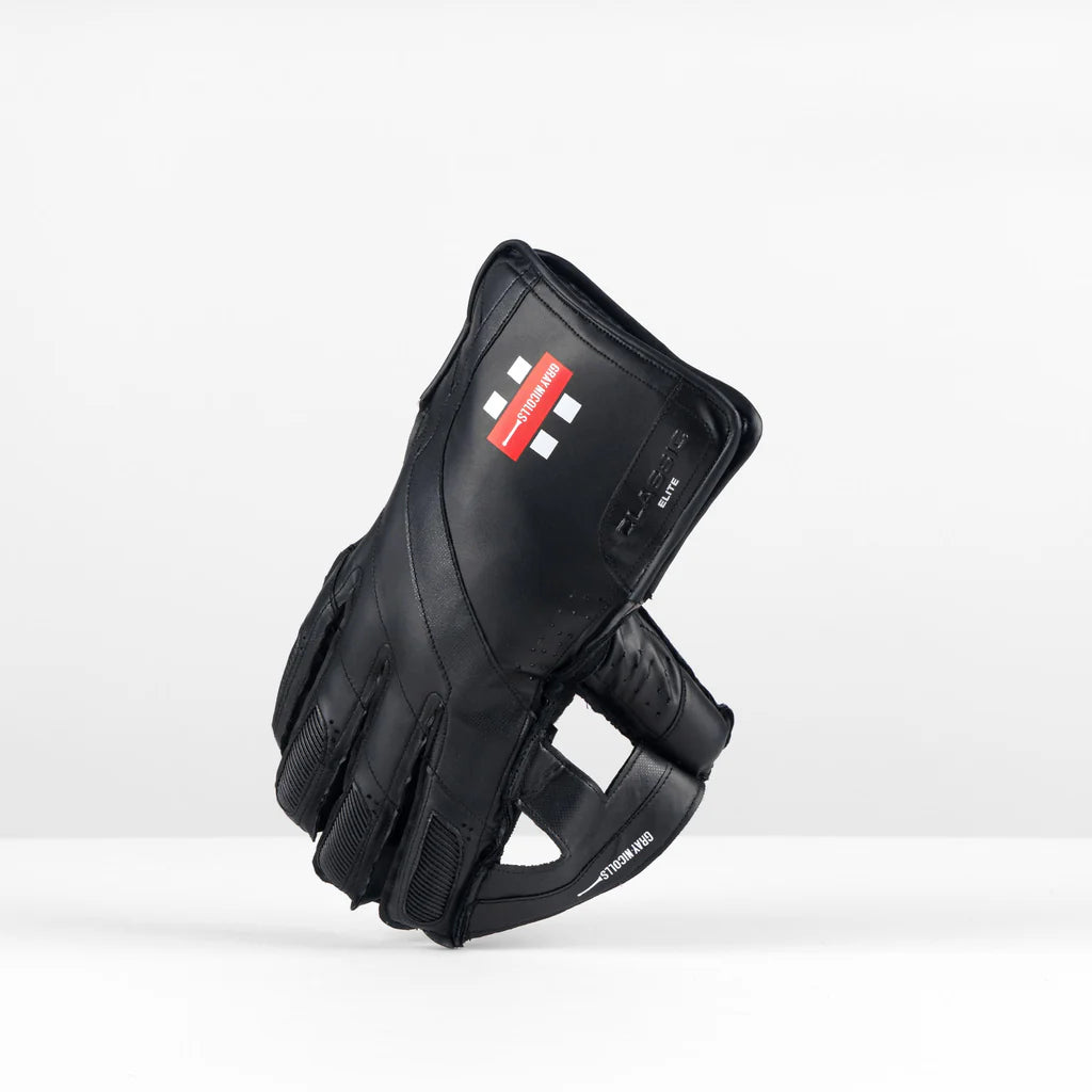 Gray Nicolls Classic Elite black wicket keeping gloves side profile