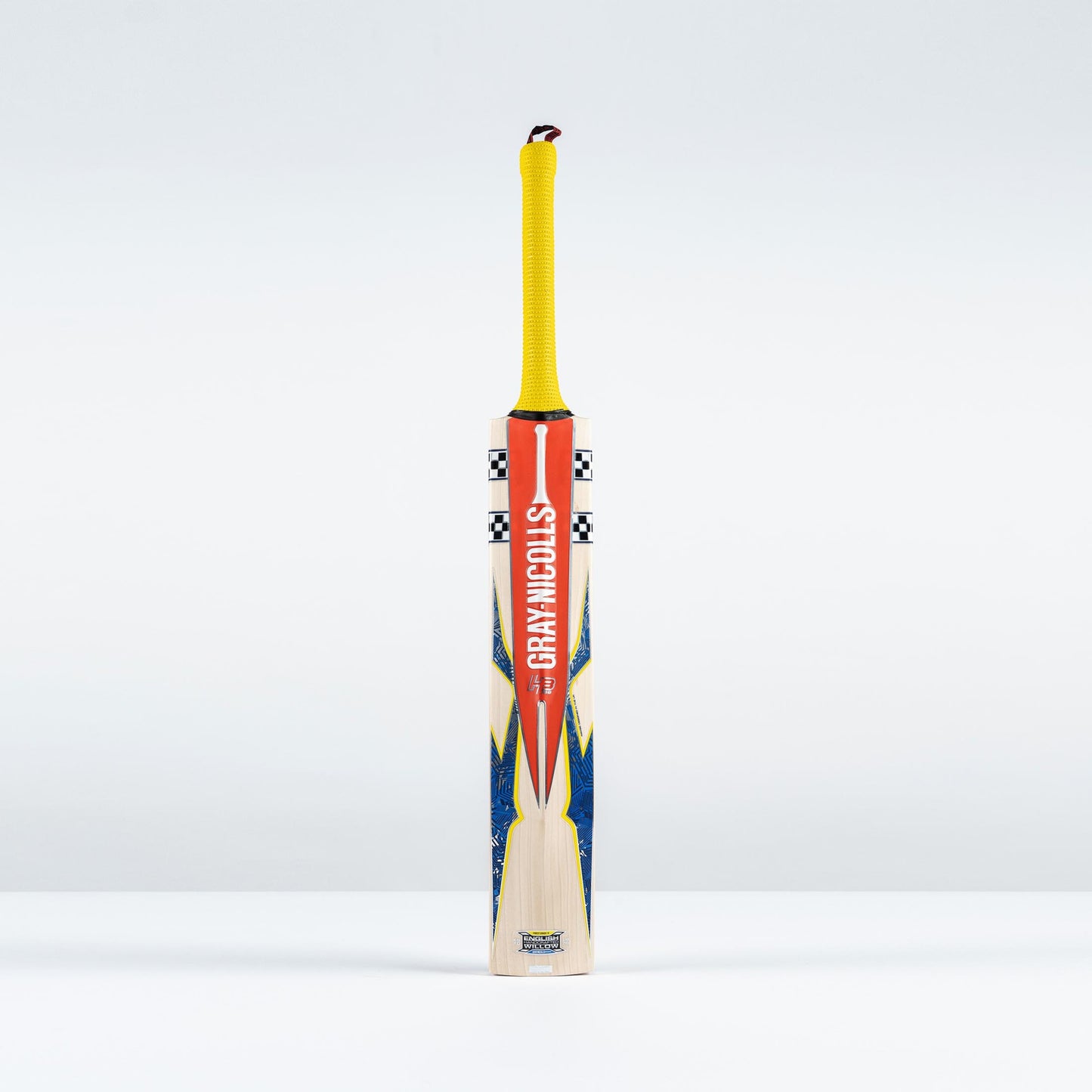 back view of Gray Nicolls Havoc HB317 GN330+ bat showing spine and blue/yellow branding