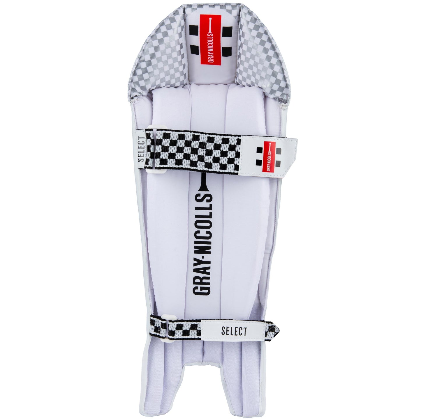 back view of Gray-Nicolls Select Keeping Pads showing padded straps and instep design