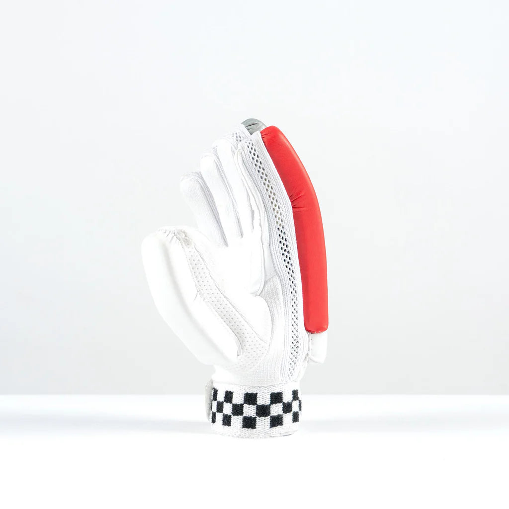 side profile of Thunder Junior Batting Glove highlighting pre-curved finger shape