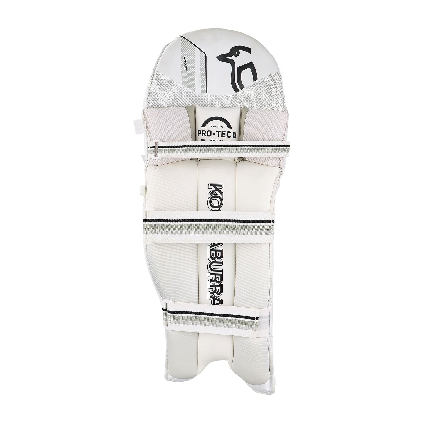Back view of Kookaburra Ghost 4.1 batting pads with Pro-Tec cushioned straps and mesh panels