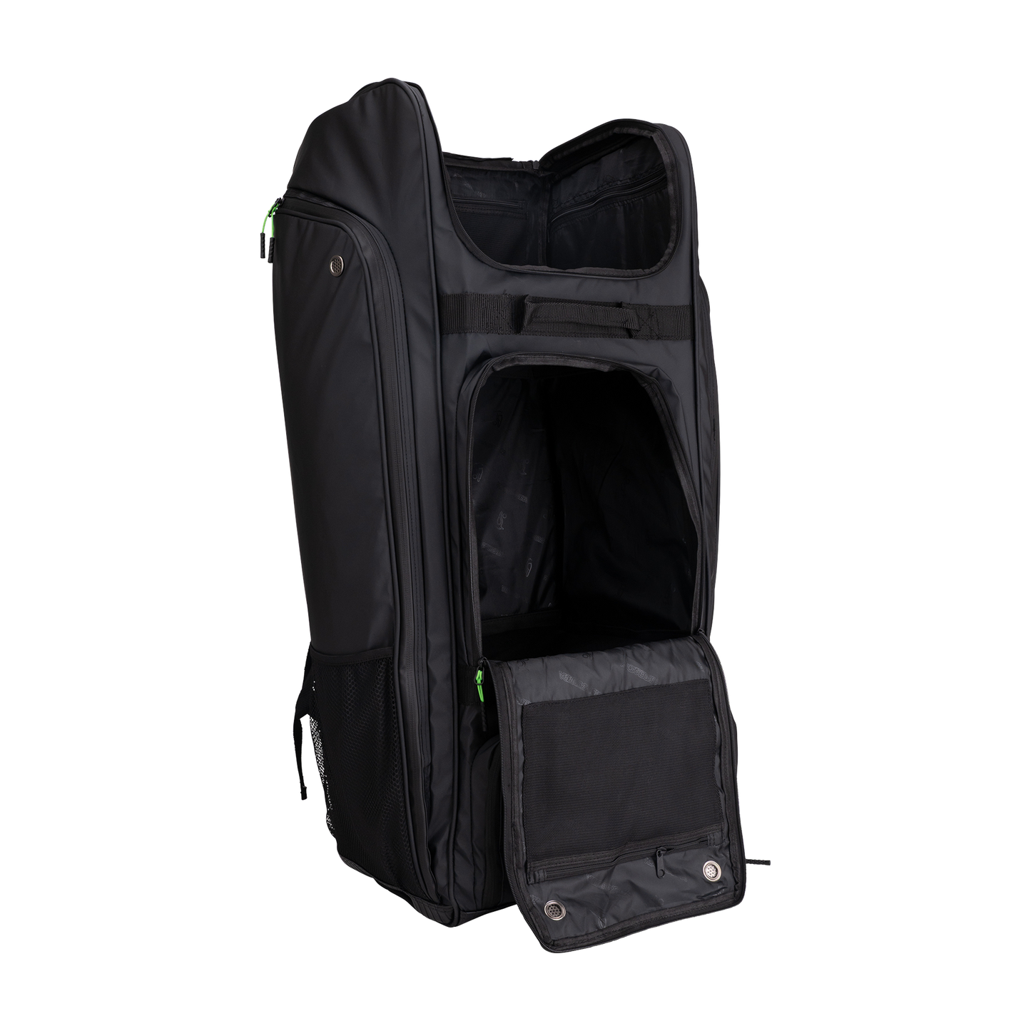 Open view of Kookaburra Pro Players Duffle Bag 2026 displaying internal compartment layout