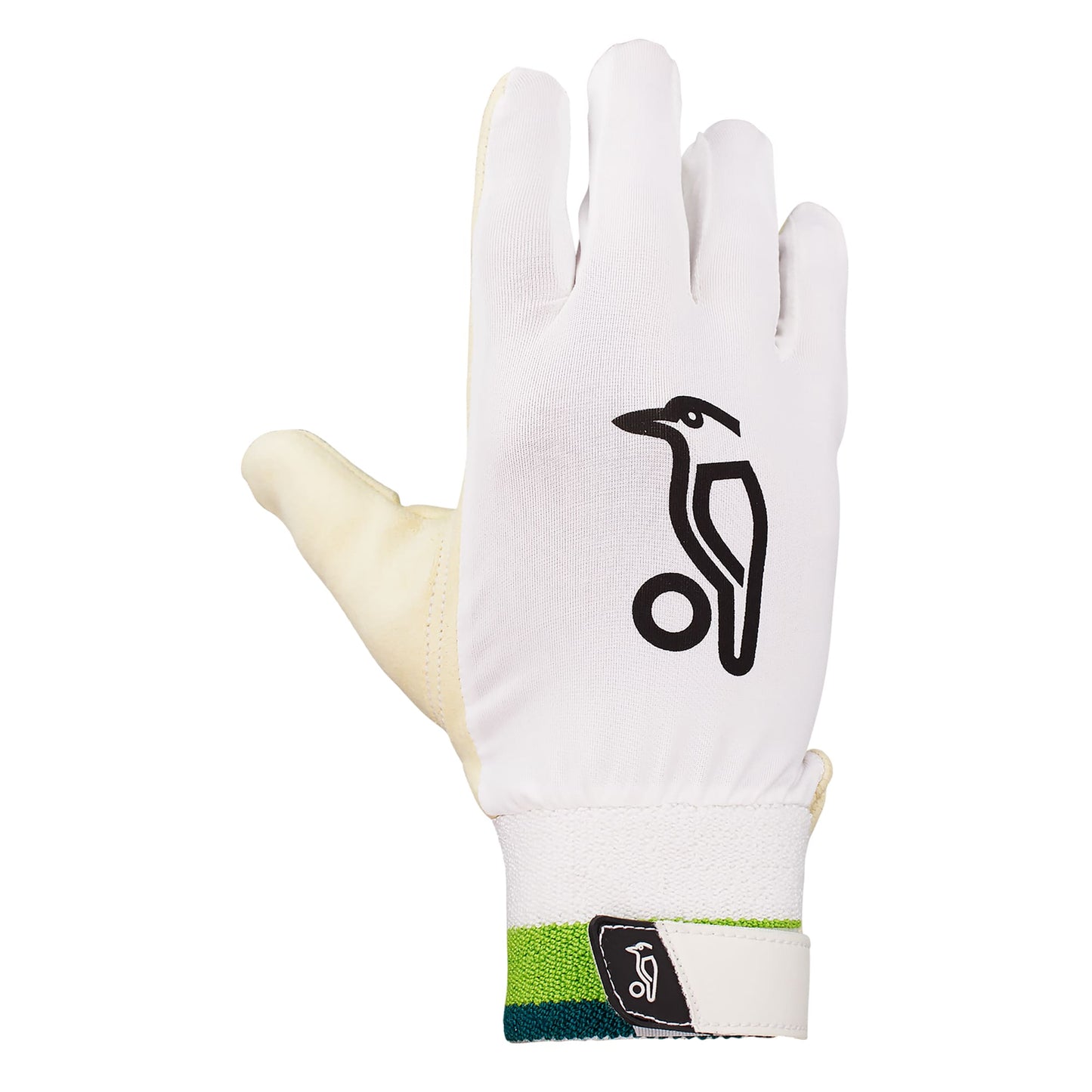 Back view of Kookaburra Ultimate padded wicket keeping inners showing breathable fabric and wrist finish.