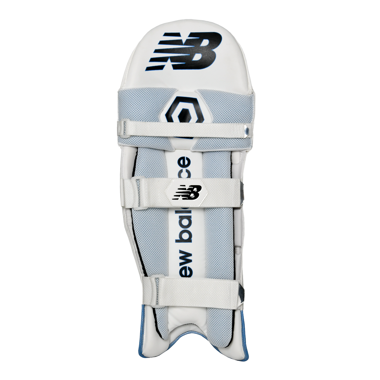 Rear view of New Balance TC 1000 batting pad showing cushioned straps and advanced bolster system.