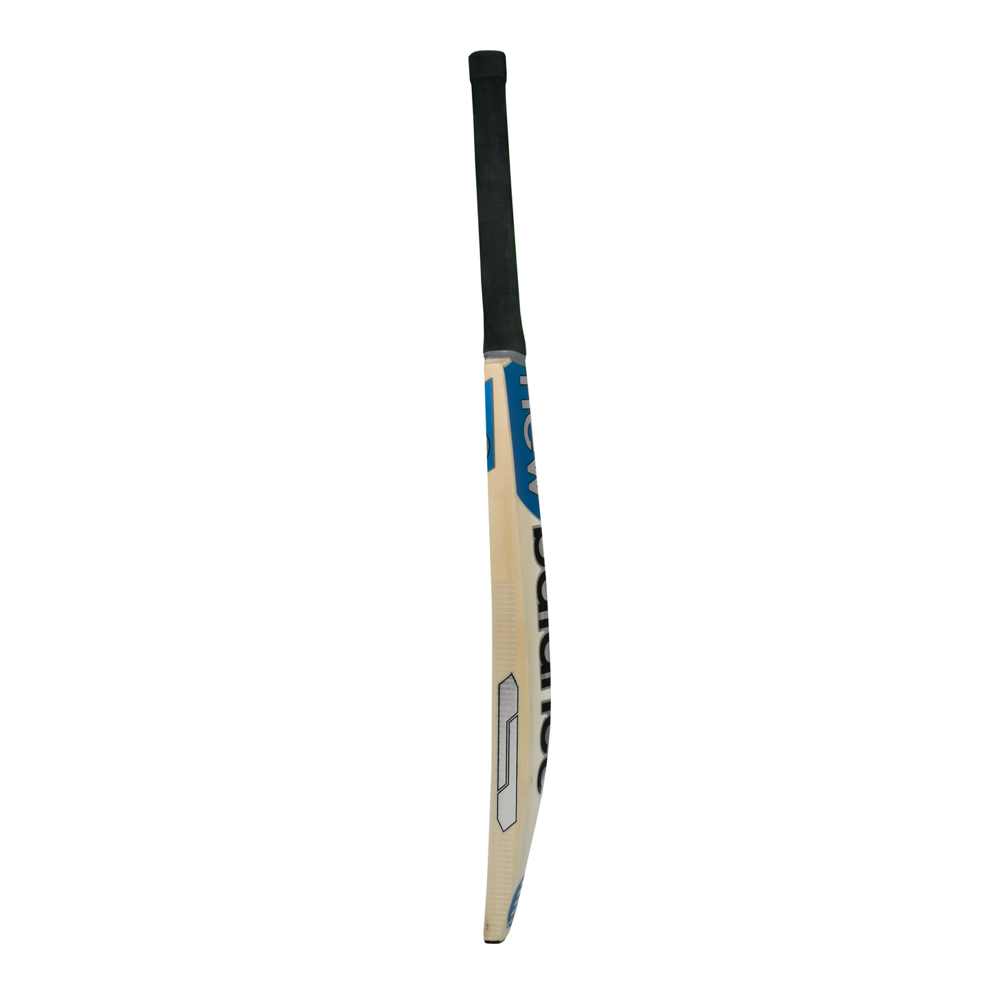Side profile of the New Balance TC 200 junior cricket bat highlighting blade shape and lightweight pickup.