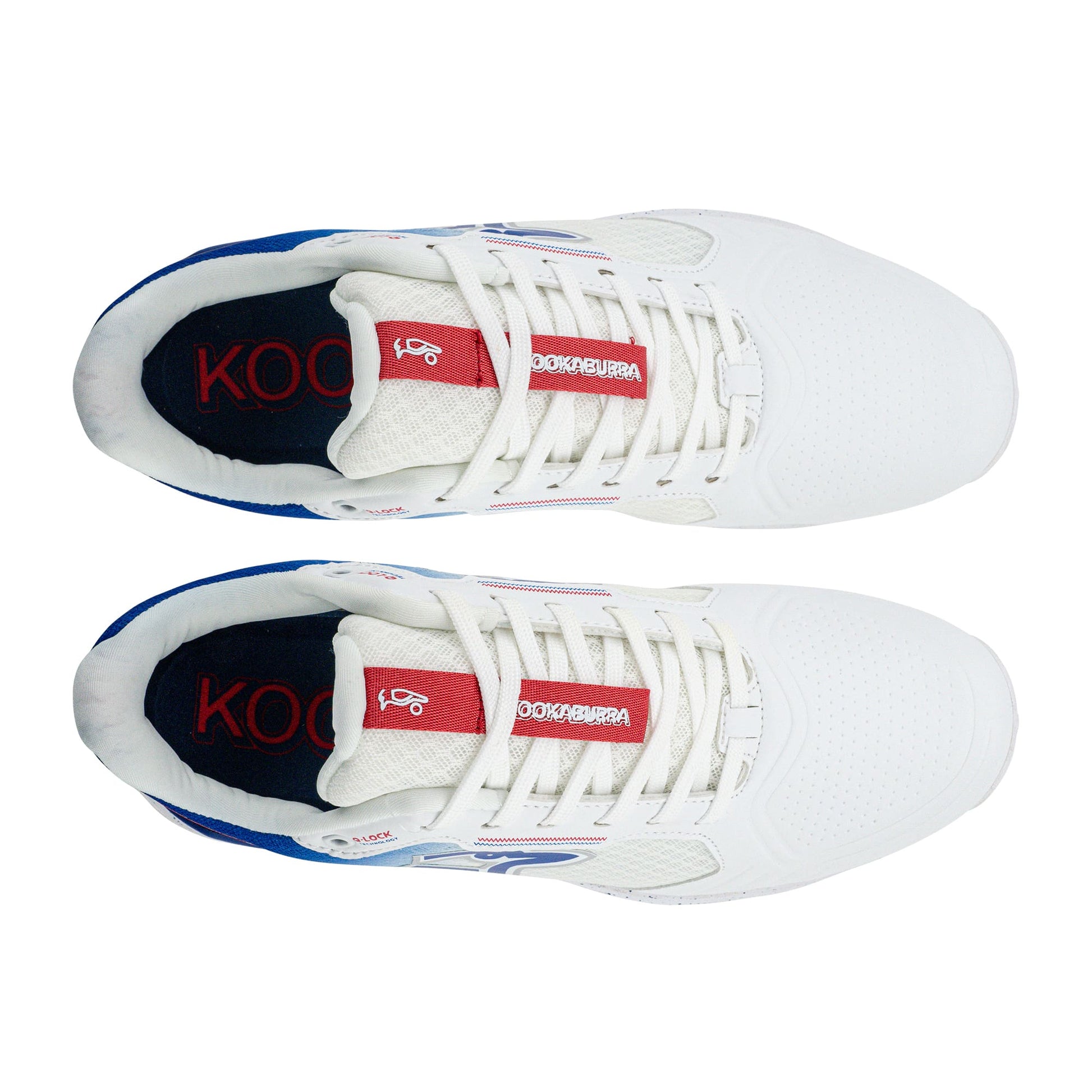 2025 Kookaburra KC 1.0 Spike Cricket Shoes – White/Blue/Red image 2