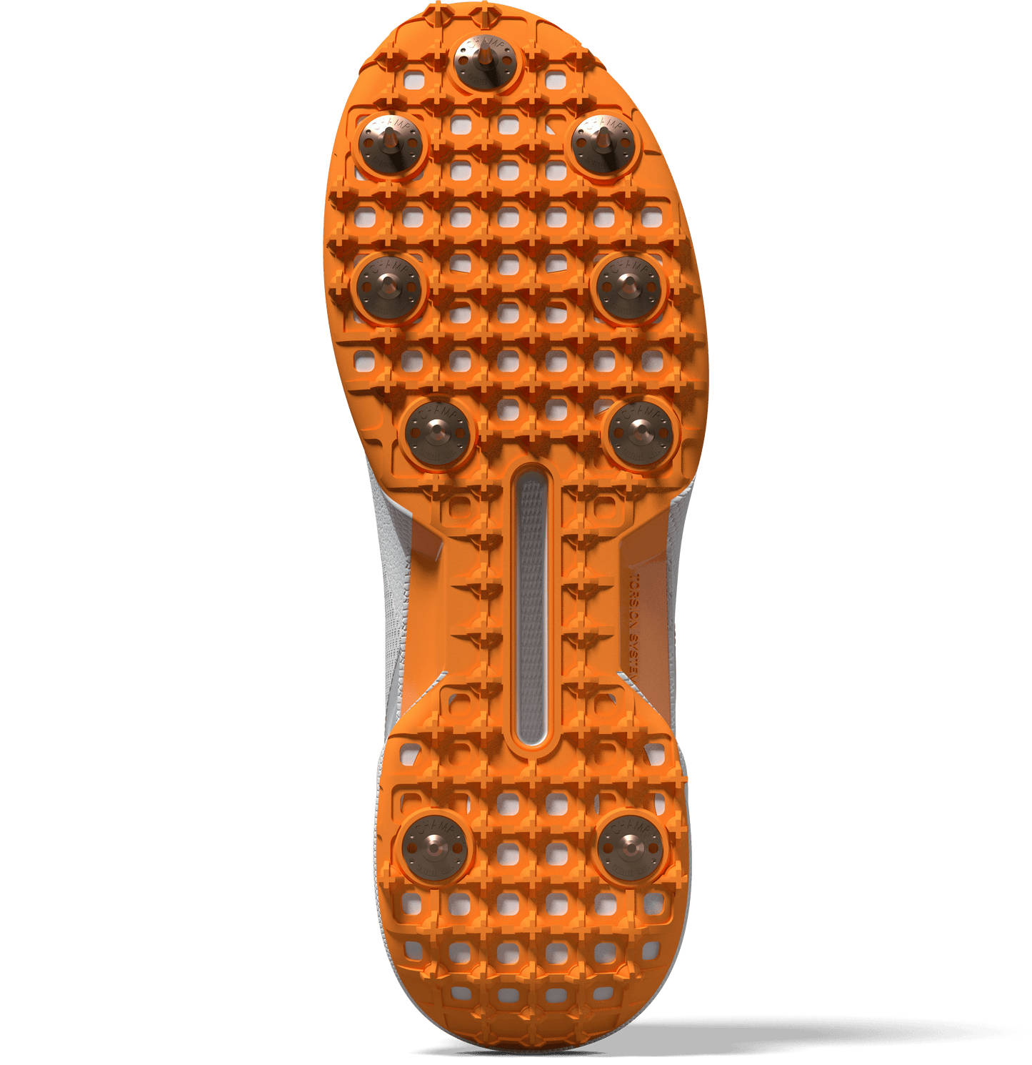 Outsole with steel spikes on Adidas 22YDS cricket shoe