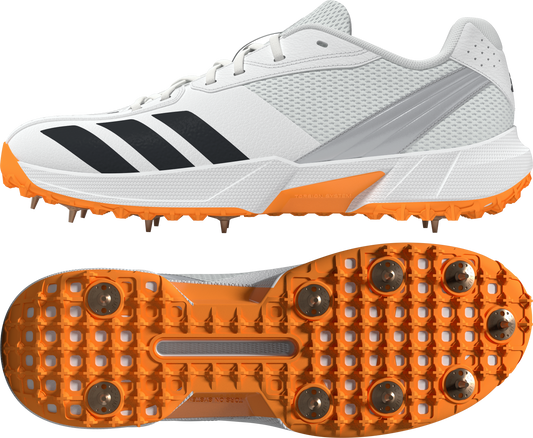 Pair of Adidas 22YDS cricket shoes on white background