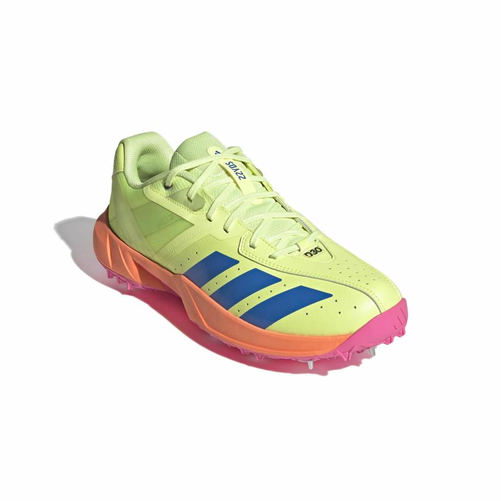 Adidas 22YDS Incurza cricket shoe yellow angled view