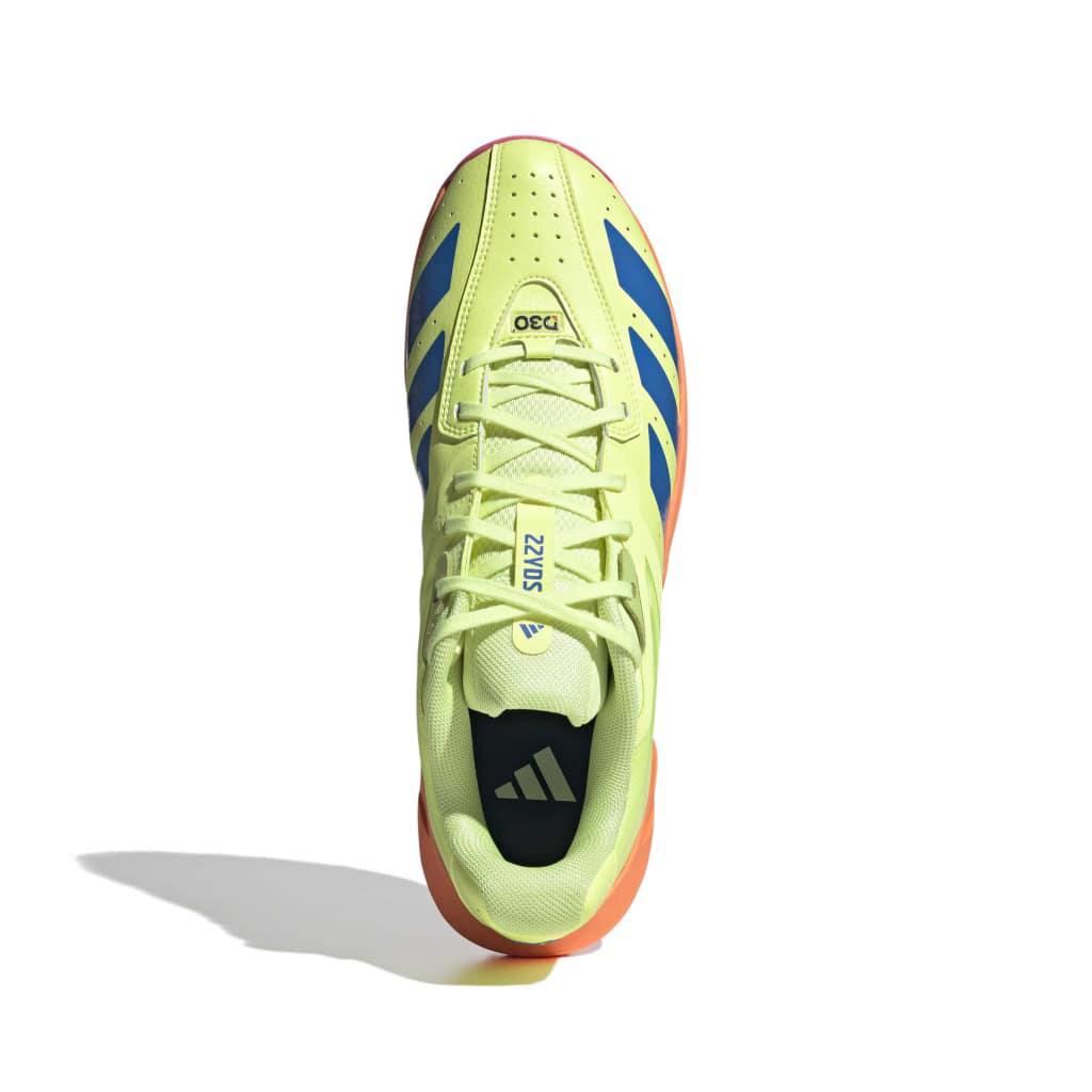 Front view of Adidas 22YDS Incurza cricket shoe yellow