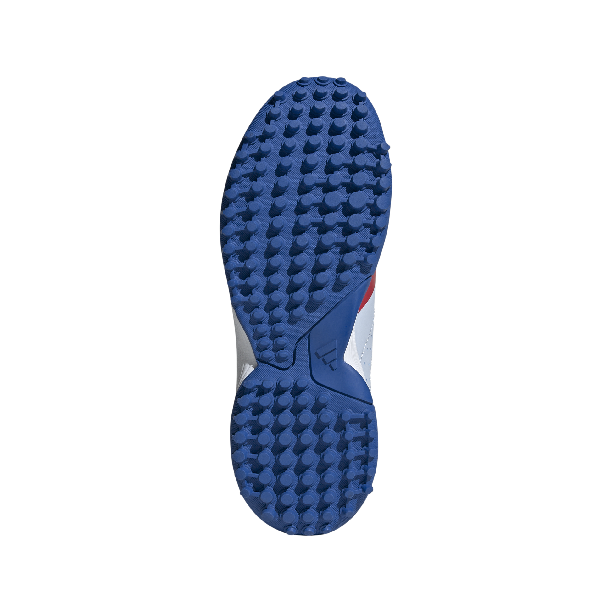 Outsole view of the Adidas Howzat spikeless junior cricket shoe with rubber grip pattern.