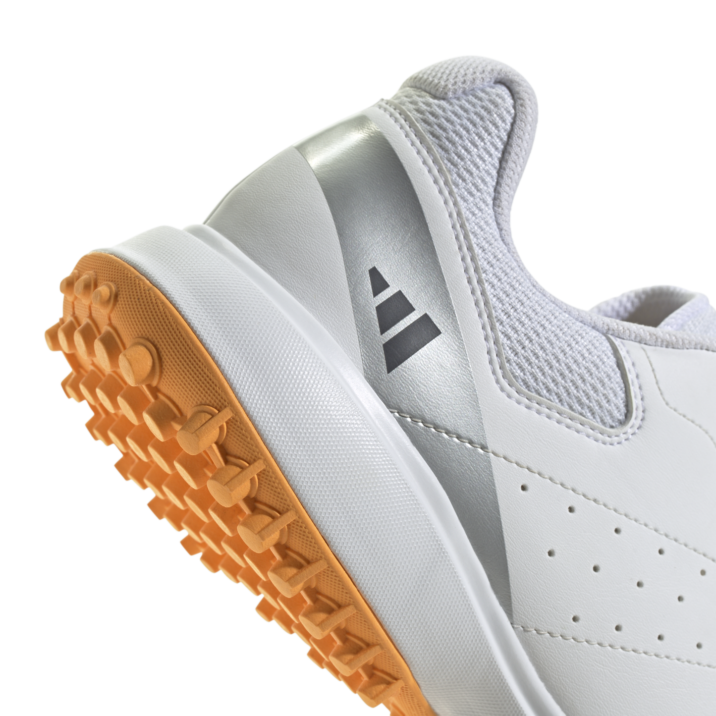 Heel detail of the Adidas Howzat spikeless indoor cricket shoe highlighting durability.