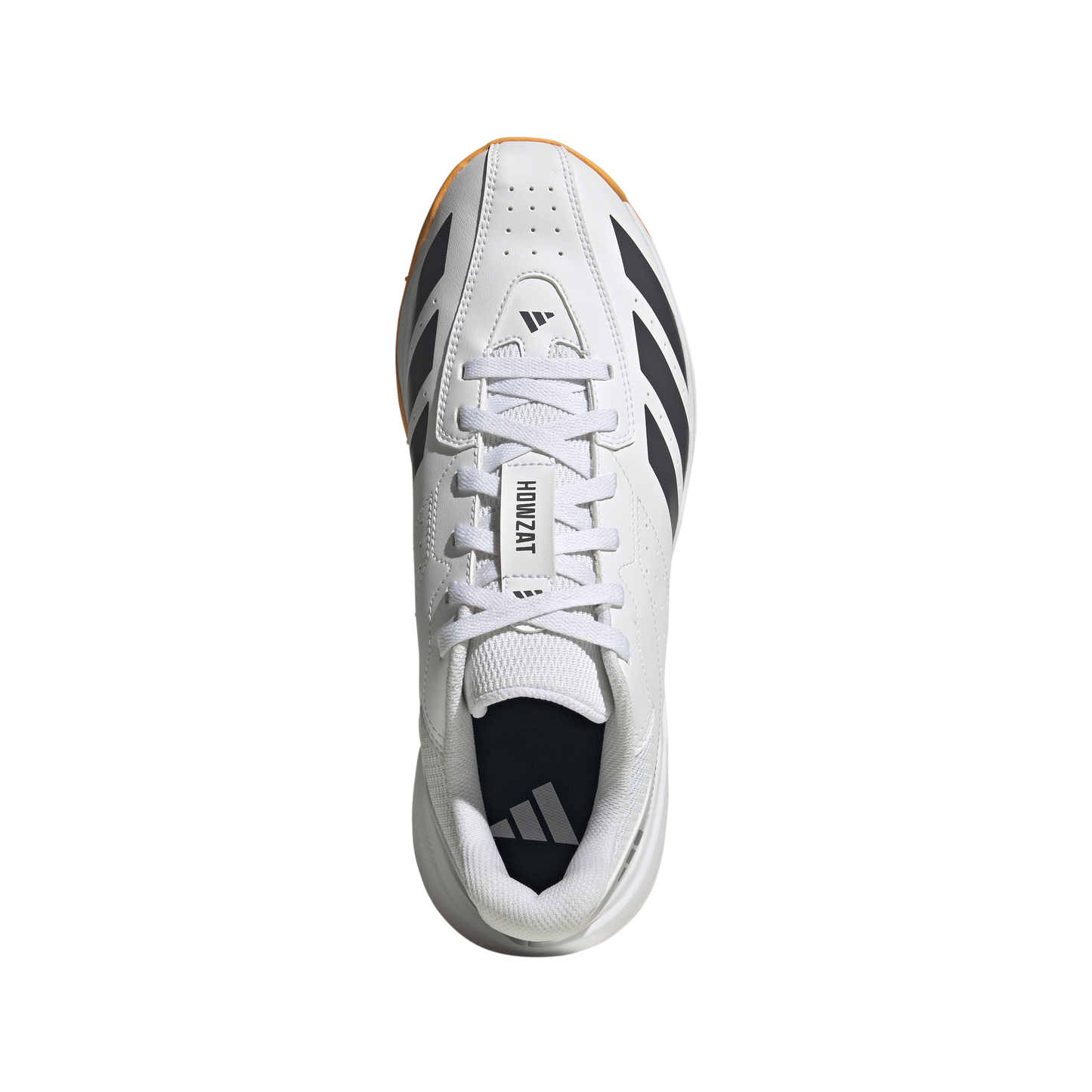 op-down view of the Adidas Howzat spikeless indoor cricket shoe showing fit and padding.