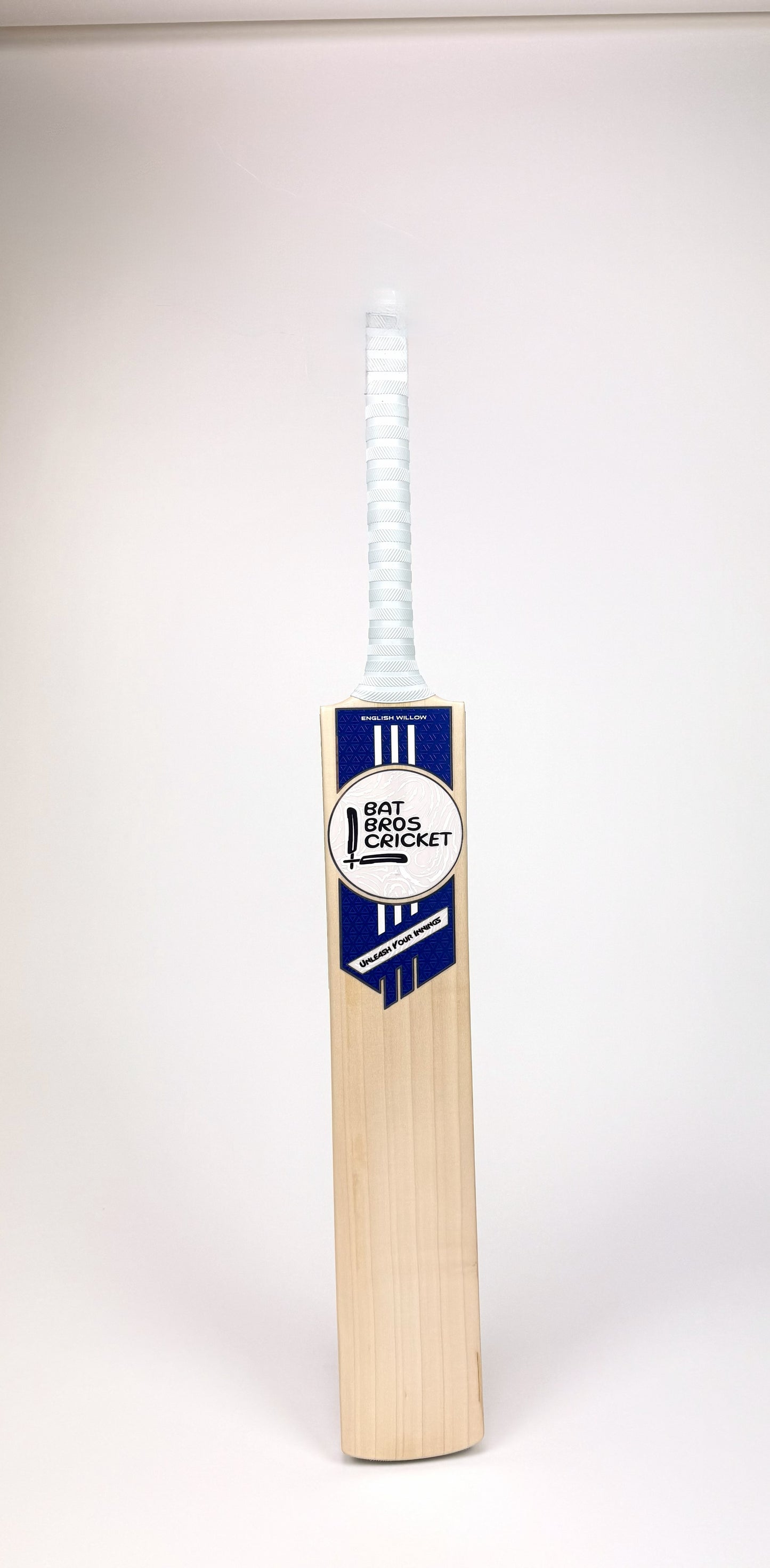 Bat Bros blue cricket bat stickers fitted to bat