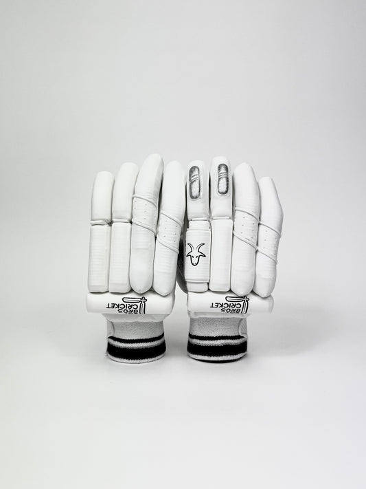Back view of Bat Bros Goat Edition batting gloves showing logo and finger rolls
