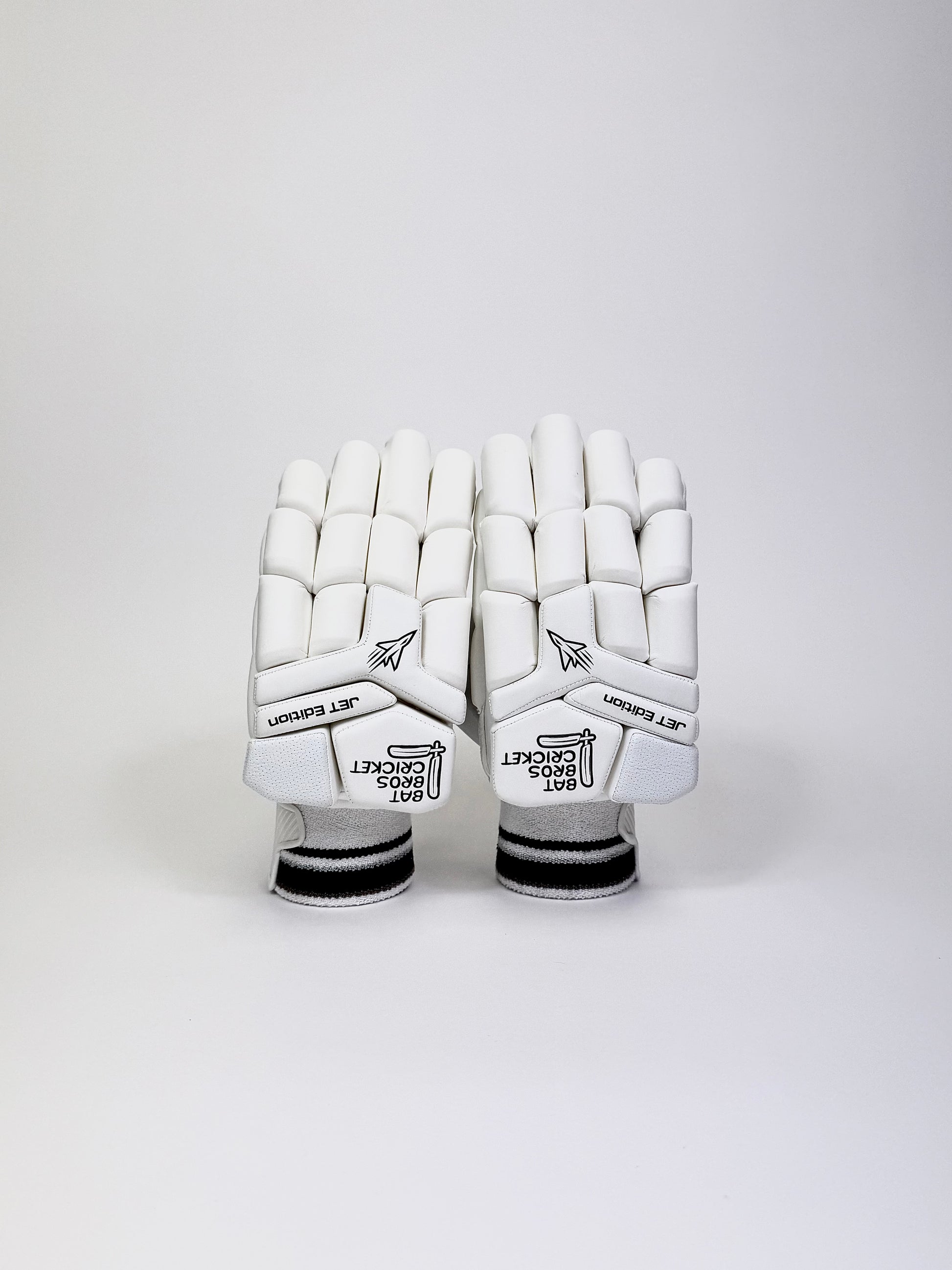 Back view of Bat Bros Jet Edition batting gloves showing branding and split finger padding
