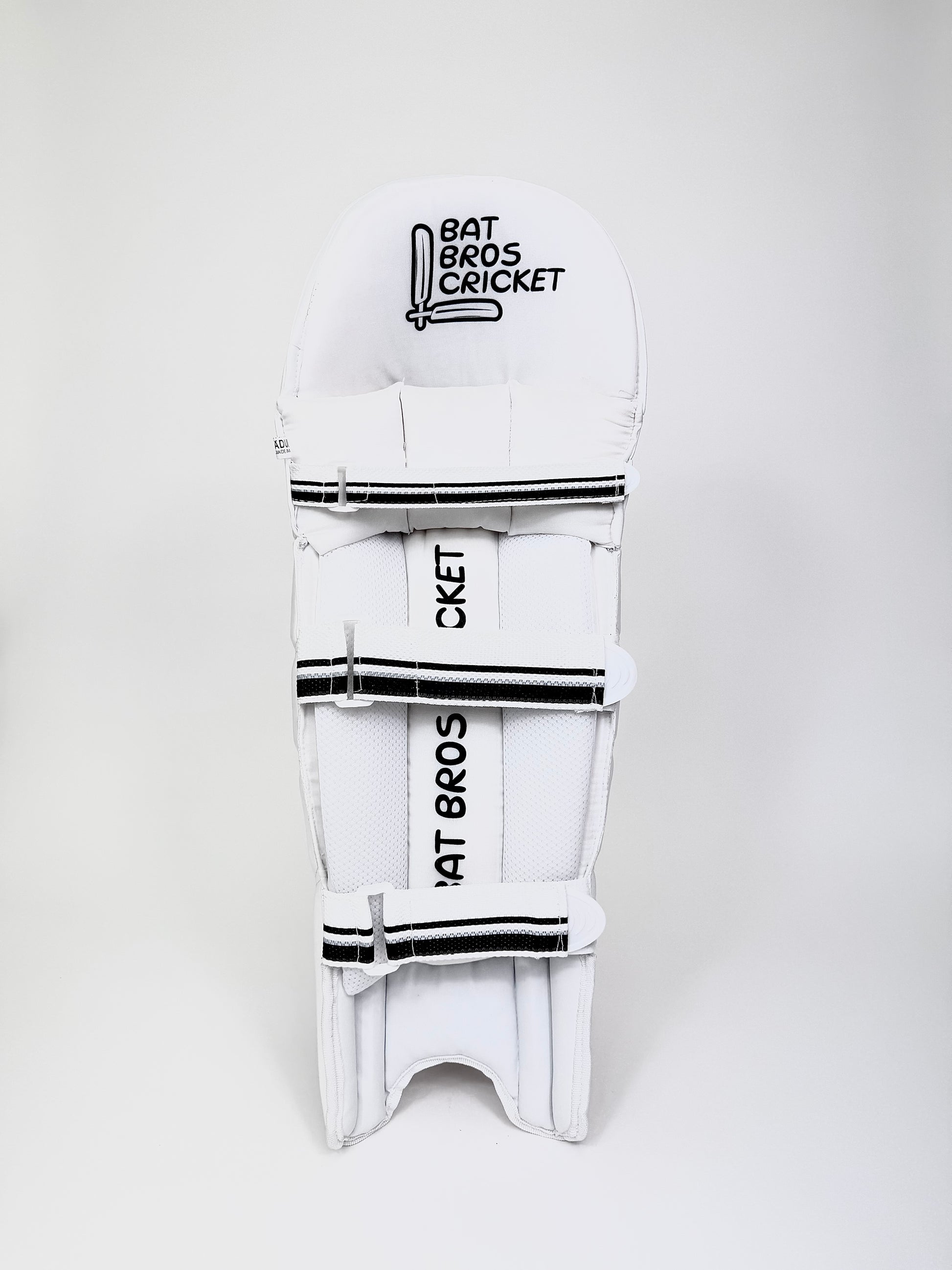 nner view of Bat Bros Jet Edition batting pad showing ambidextrous strap system and branding
