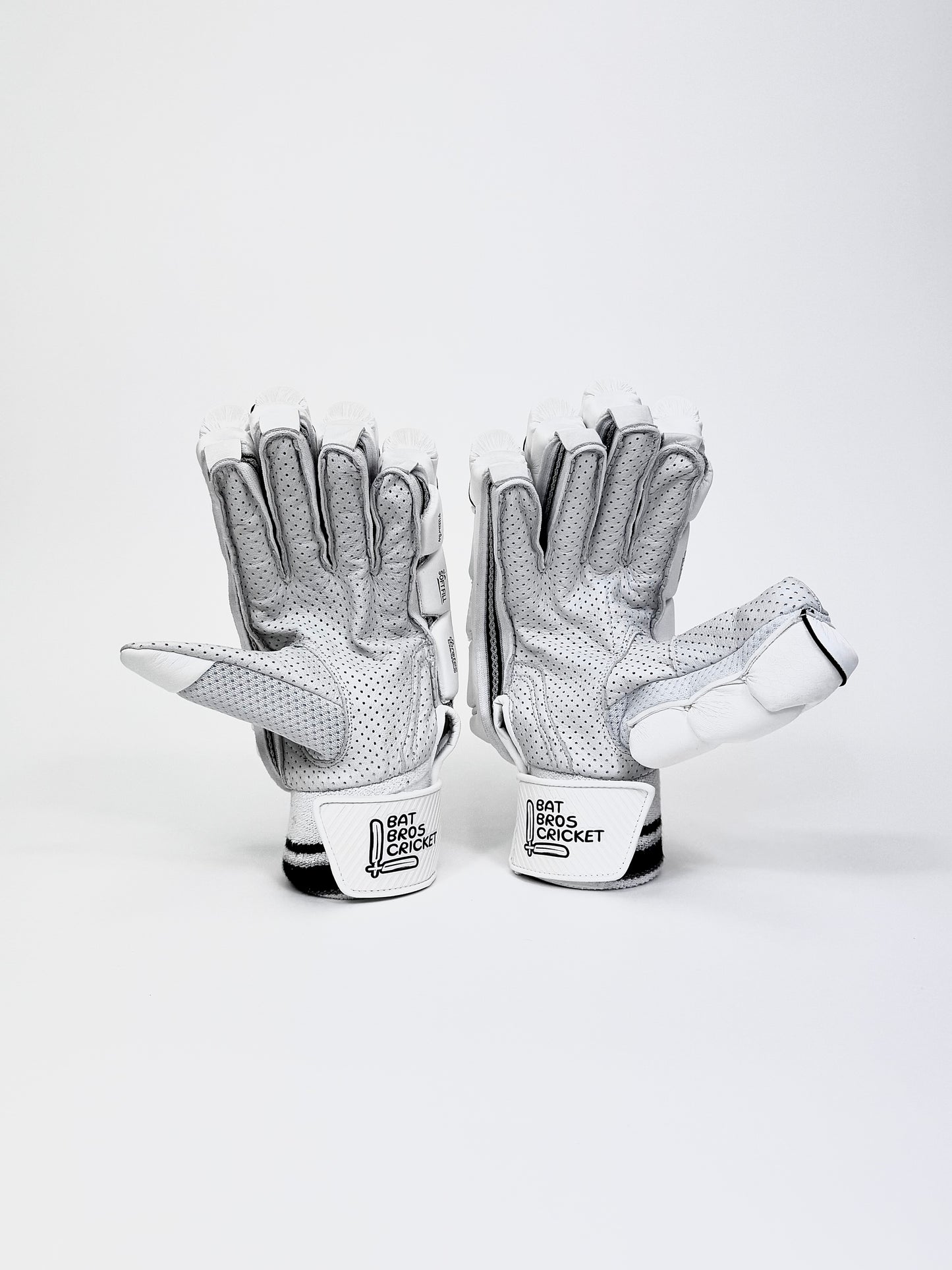 Front palm view of Bat Bros Players Edition batting gloves featuring premium Pittards leather palm for superior grip