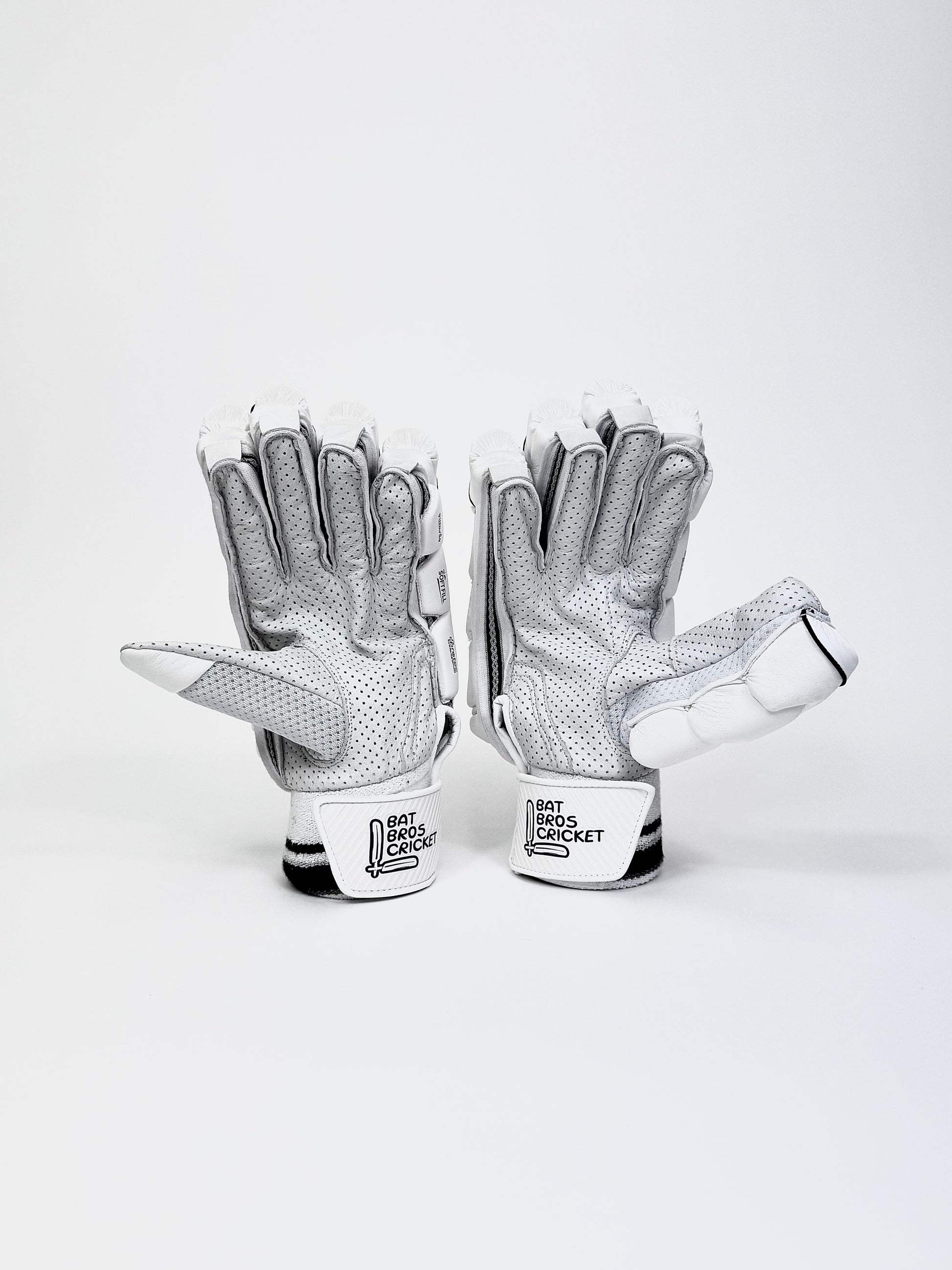 Front palm view of Bat Bros Players Edition batting gloves featuring premium Pittards leather palm for superior grip