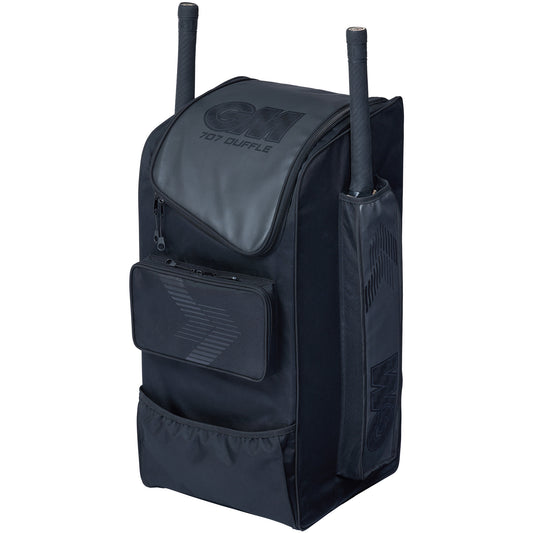 Front view of the GM 707 Duffle cricket bag showing compact design and front pocket.