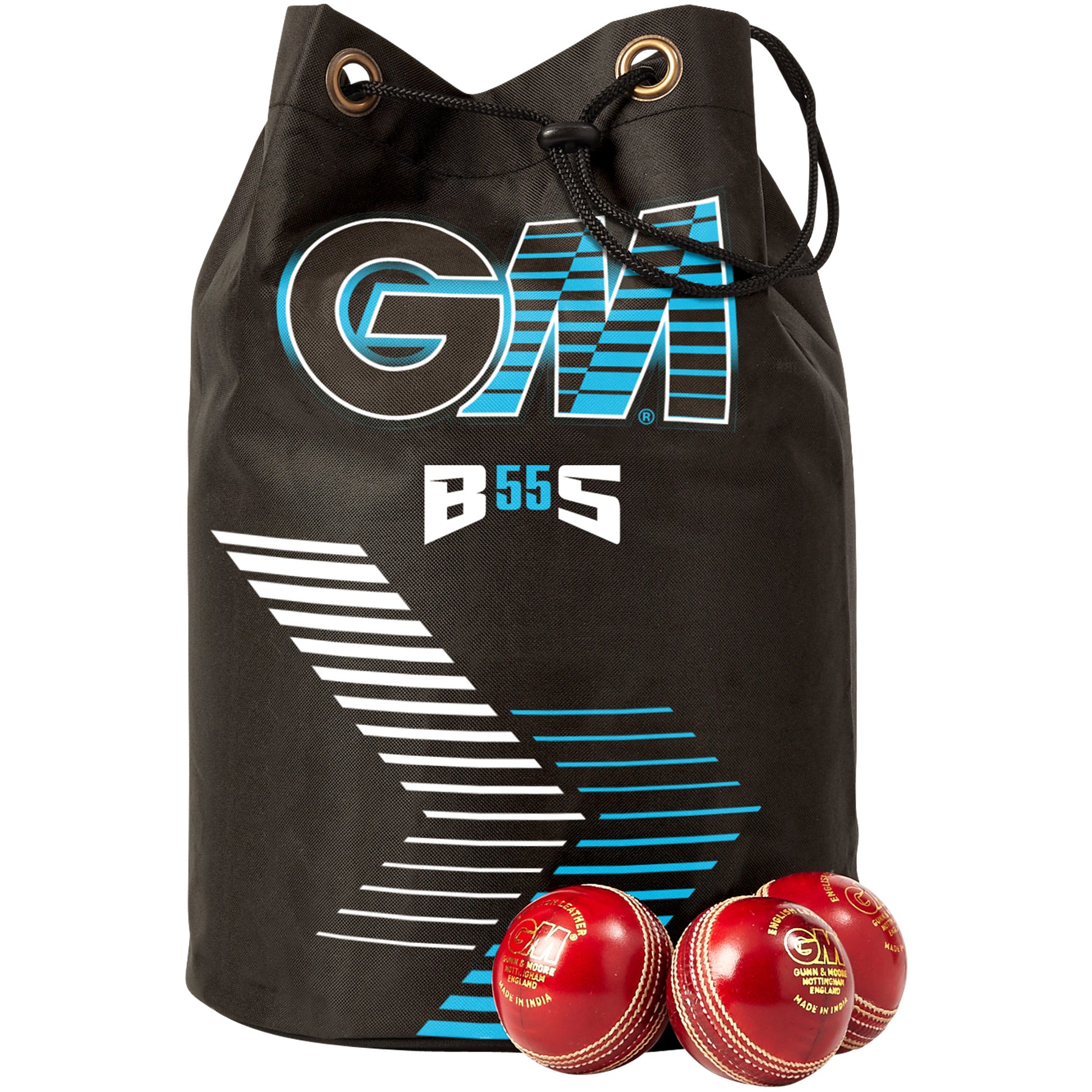 Front view of the GM Diamond ball bag showing drawstring closure and GM branding.