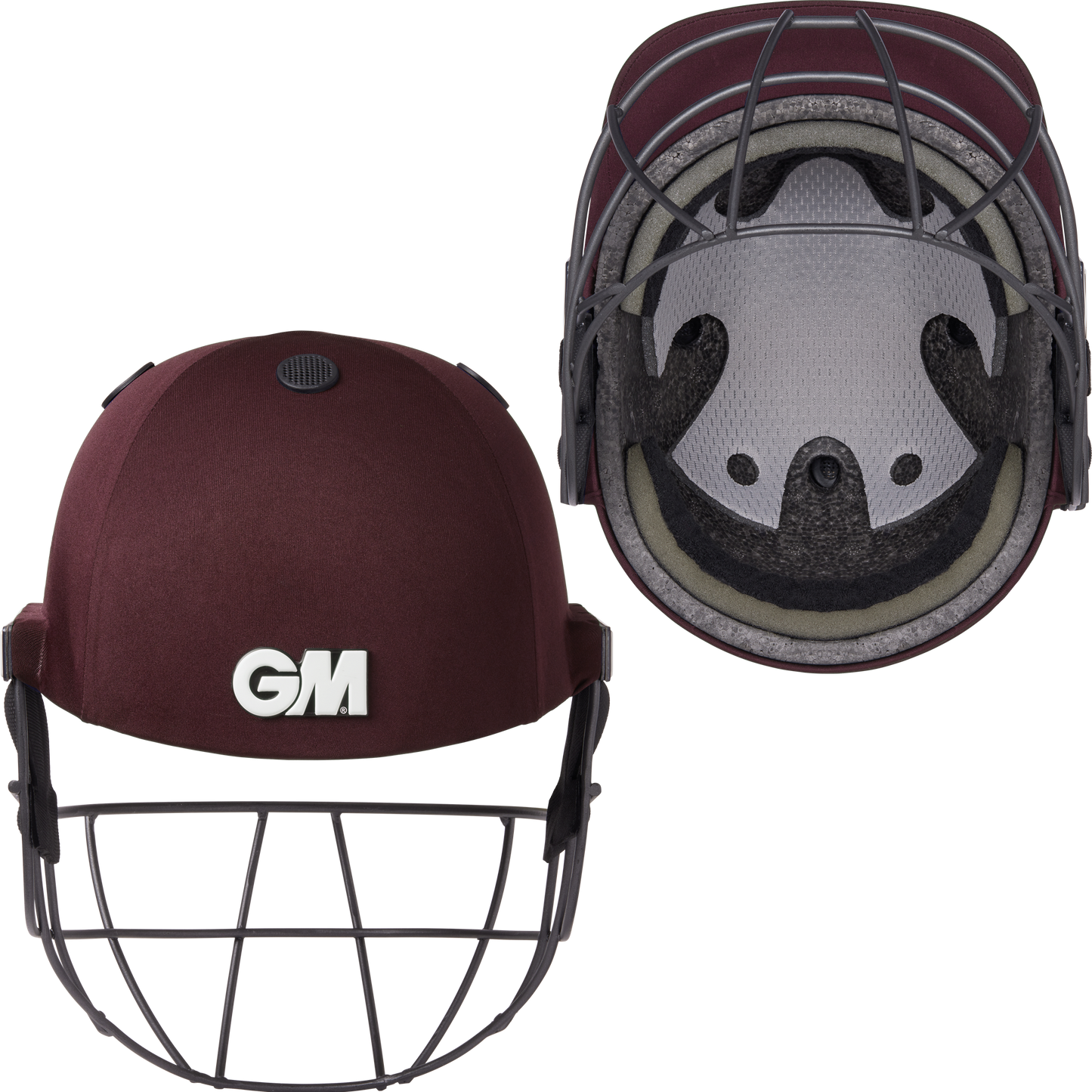 GM Maestro maroon cricket batting helmet with steel grille