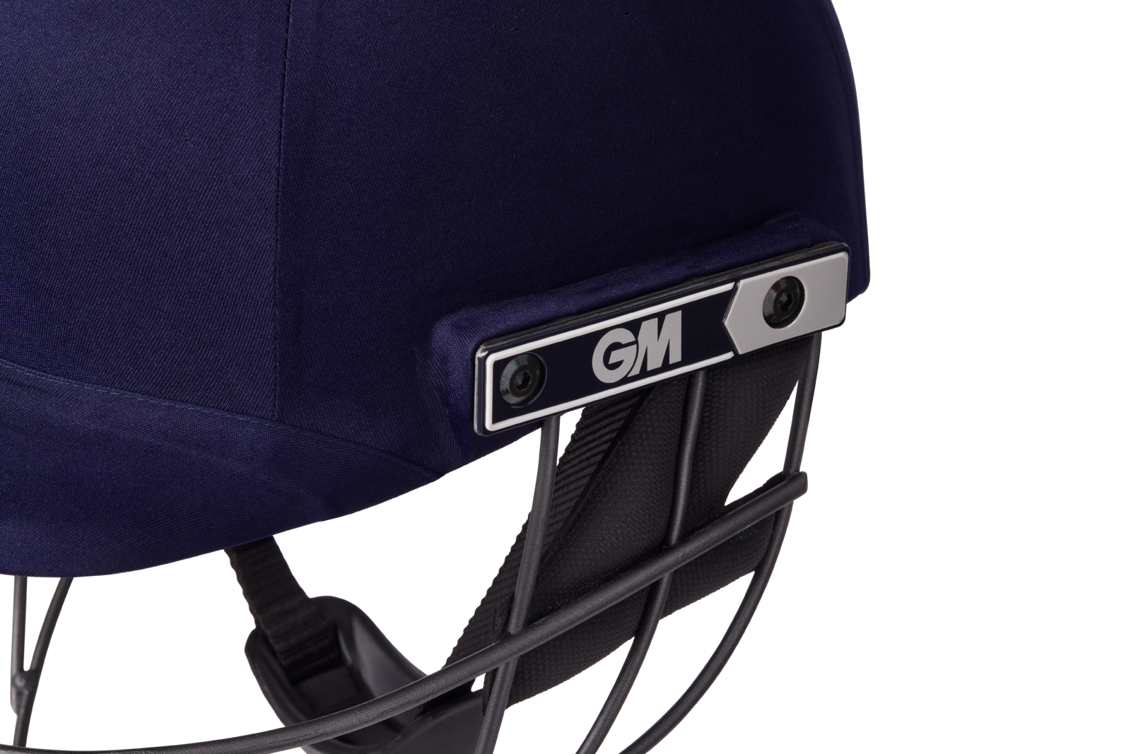 Close-up of GM logo and grille spacer on Maestro helmet side profile