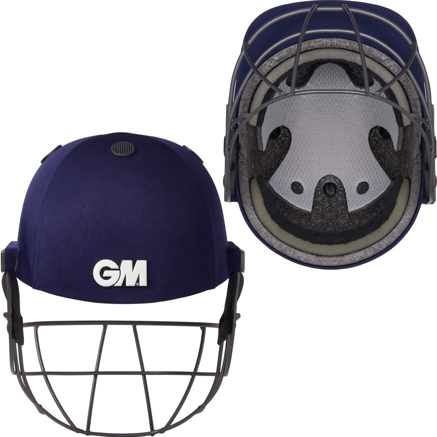 Rear and inside view of GM Maestro helmet showing PU padding and EPS liner