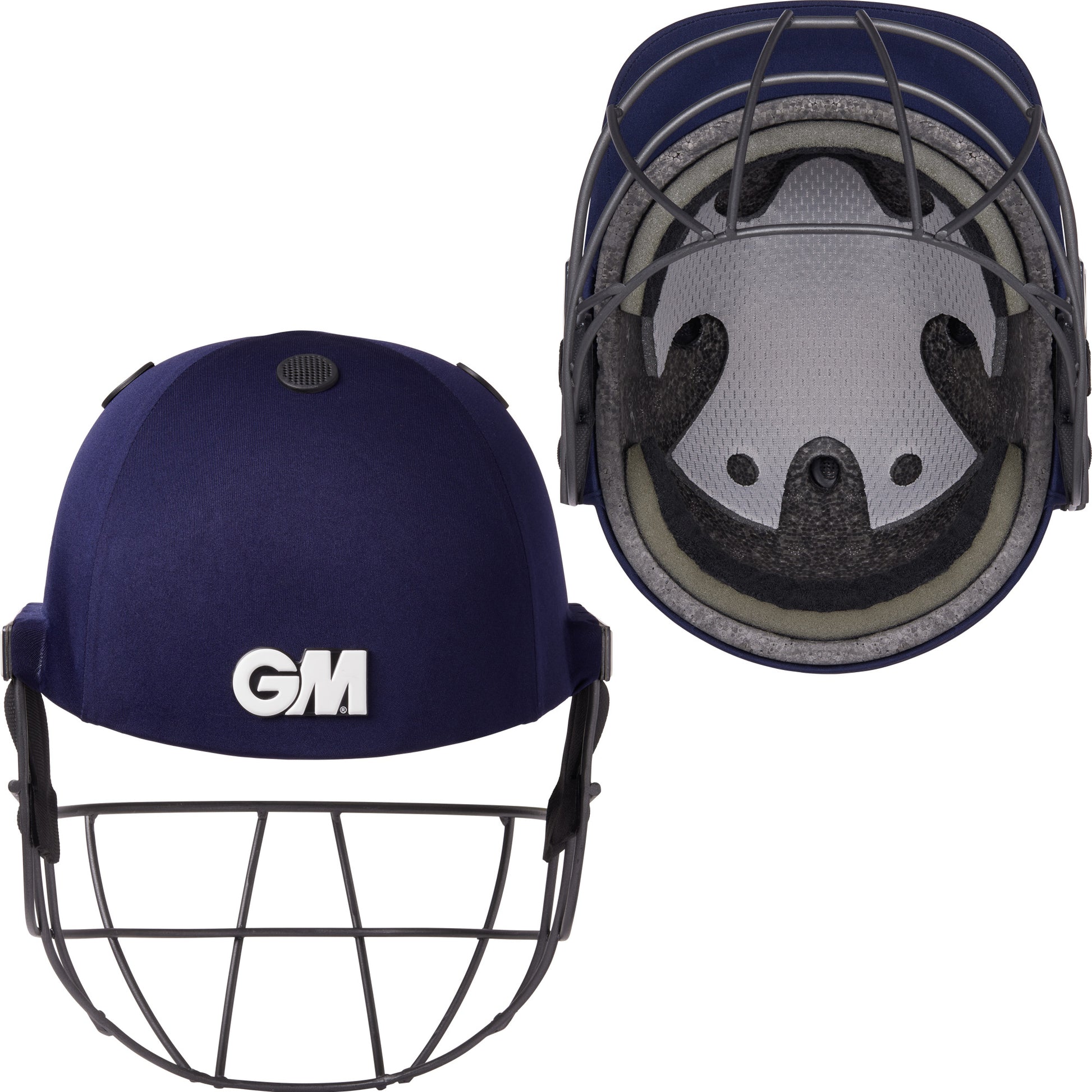 Rear and inside view of GM Maestro helmet showing PU padding and EPS liner