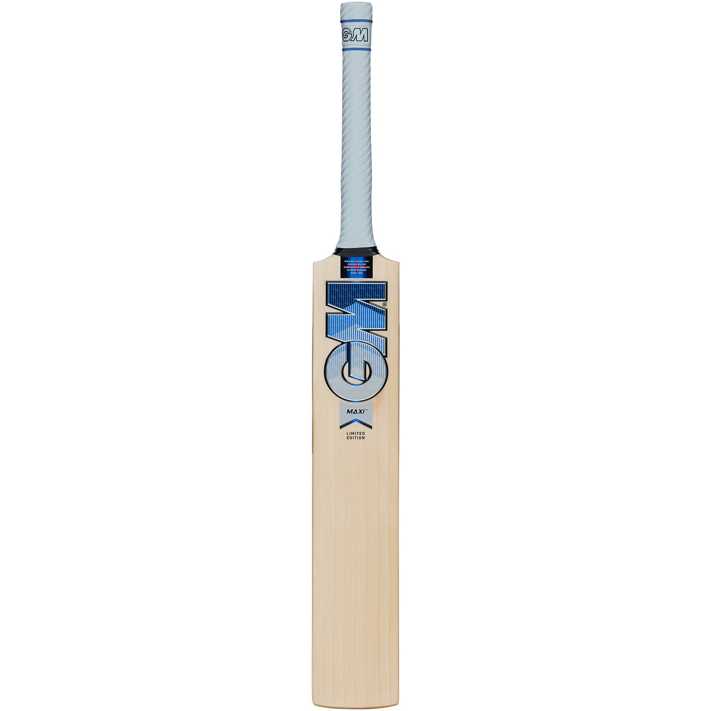 front view of Gunn & Moore Maxi LE Cricket Bat showing clean blade and GM logo