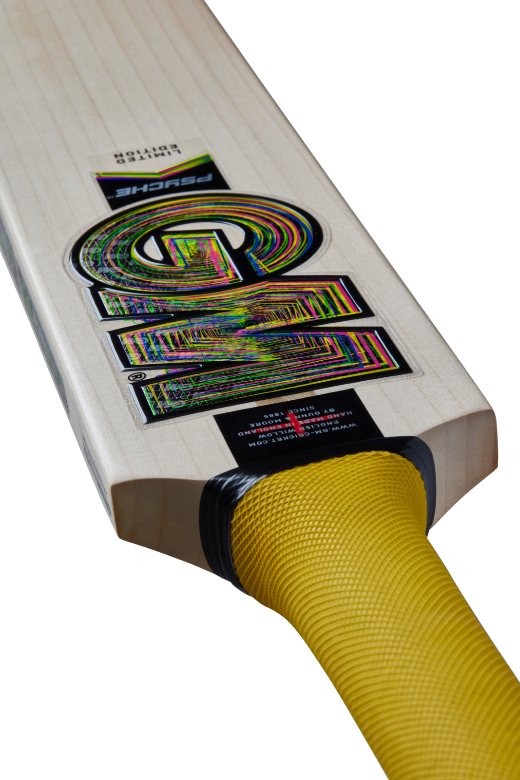 Close-up of yellow Pro Lite grip on GM Psyche Signature handle