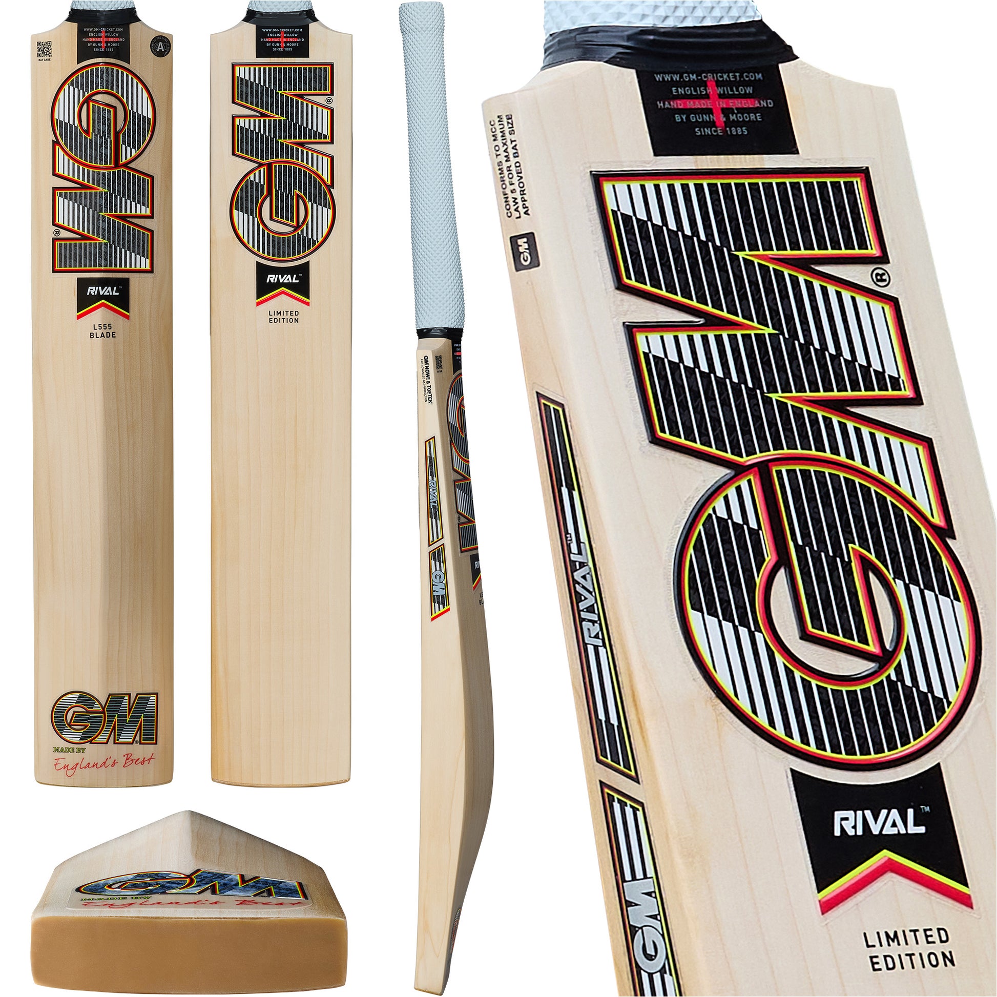 Multi-angle lineup of Rival LE cricket bat for 2026