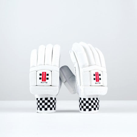 Gray Nicolls Classic Elite white cricket batting gloves front view