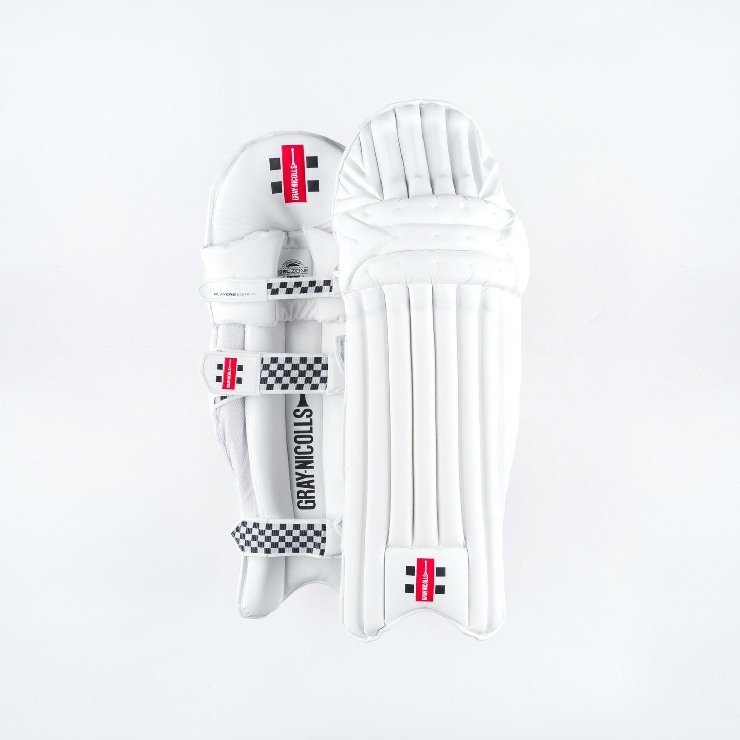 Gray-Nicolls Classic Players Edition white cricket batting pads with straps