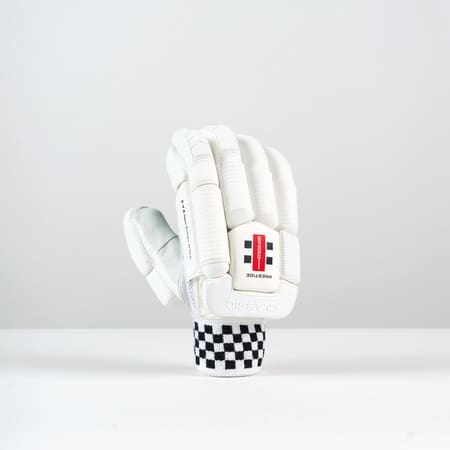 Top angled view of Gray-Nicolls Classic Prestige Gloves showing curved finger protection
