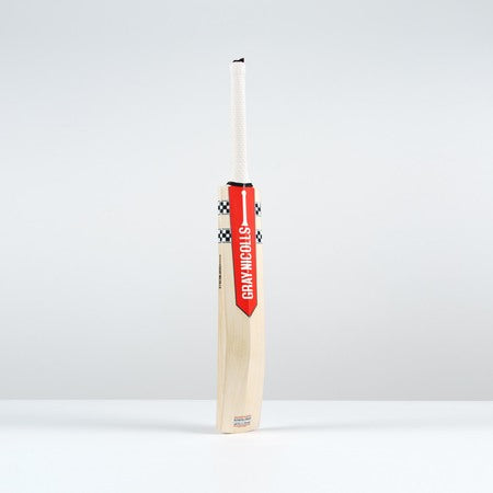 Rear angled view from the right of the Gray-Nicolls Classic Pro Performance bat showing branding and grain structure