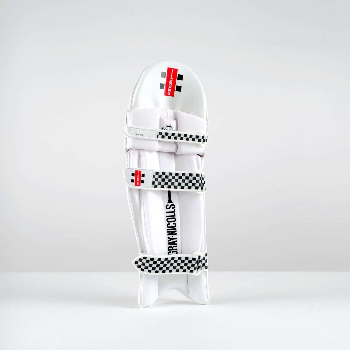 Close-up angle of Gray-Nicolls Classic Select batting pads showing rear strap system and mesh lining