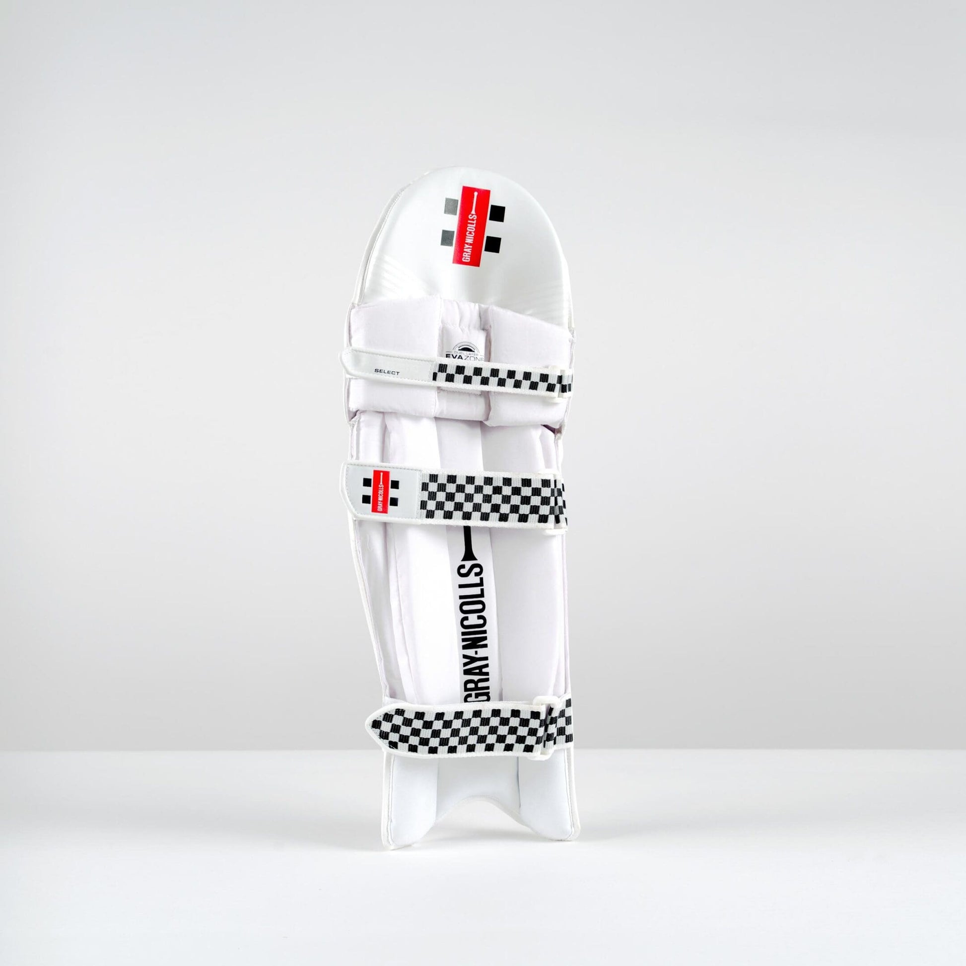 Close-up angle of Gray-Nicolls Classic Select batting pads showing rear strap system and mesh lining