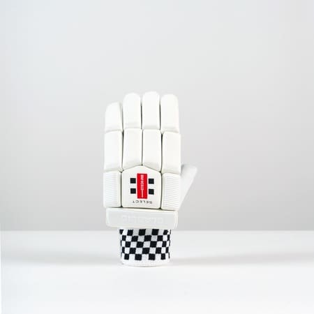 Left-hand glove front view showing padded fingers and red Gray-Nicolls branding