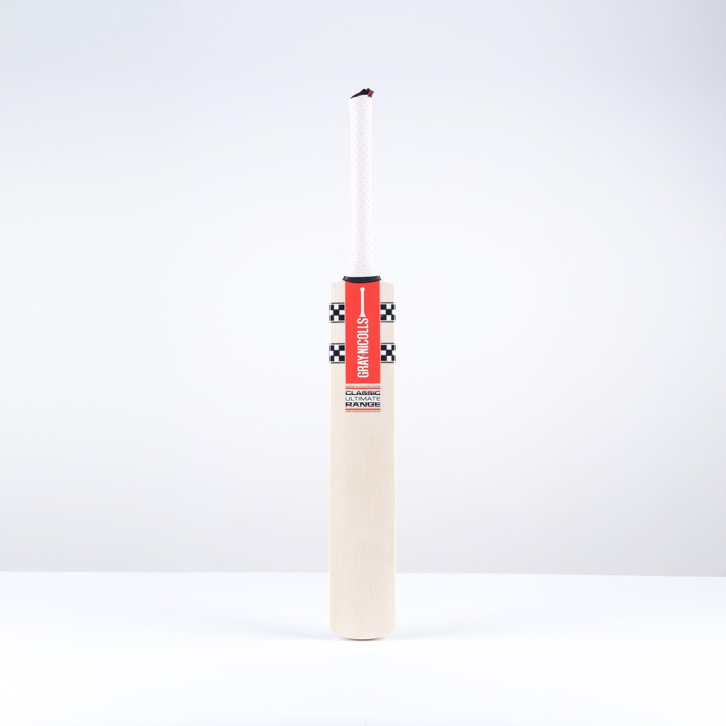 Front view of the Gray-Nicolls Classic Ultimate cricket bat showing clean blade, Classic Ultimate Range sticker and branding