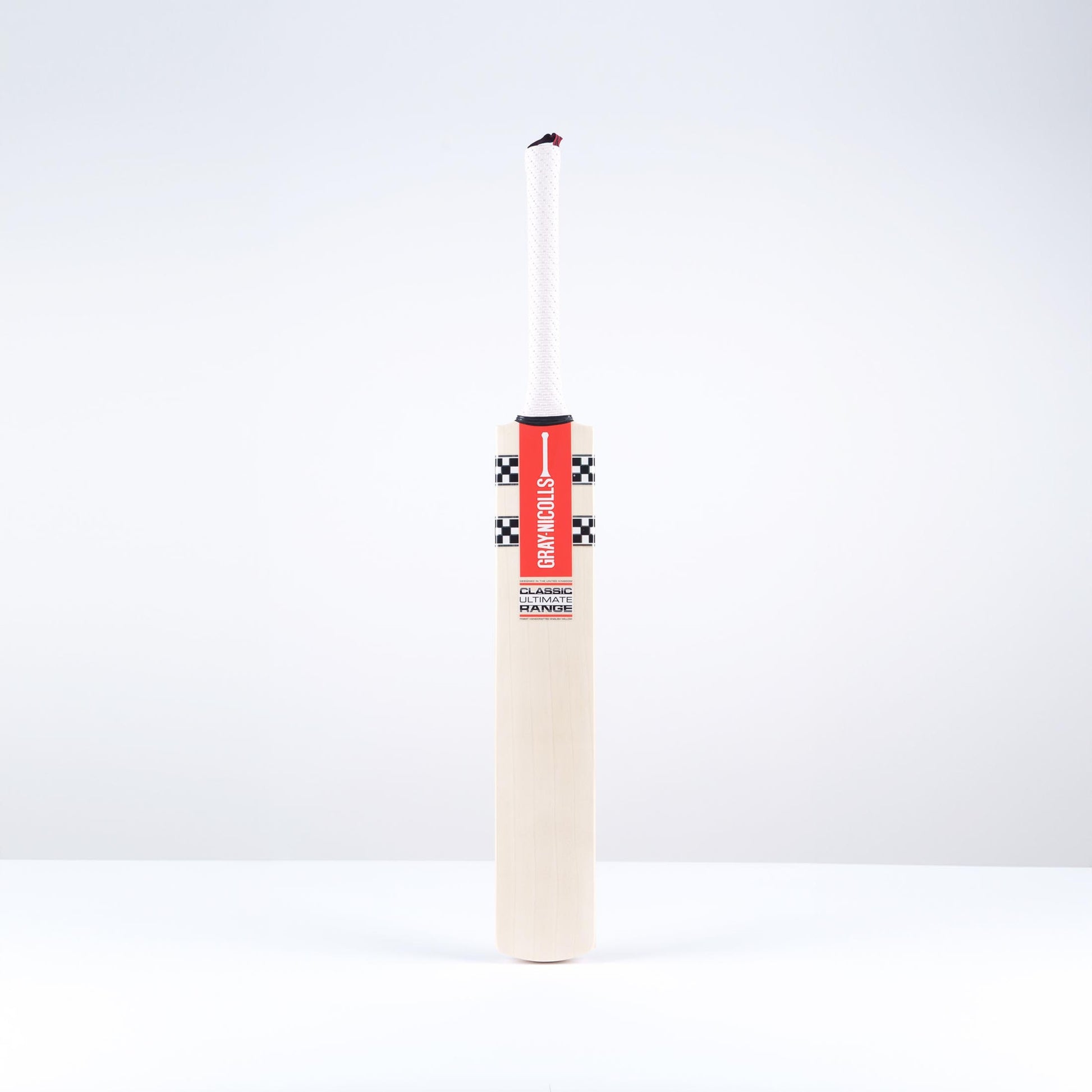 Front view of the Gray-Nicolls Classic Ultimate cricket bat showing clean blade, Classic Ultimate Range sticker and branding
