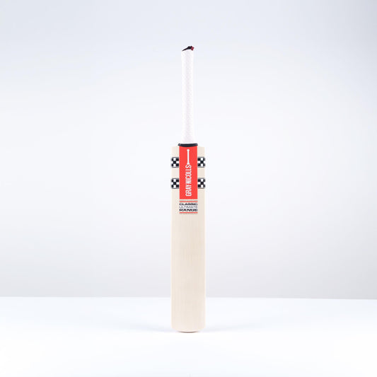 Front view of the Gray-Nicolls Classic Ultimate cricket bat showing clean blade, Classic Ultimate Range sticker and branding