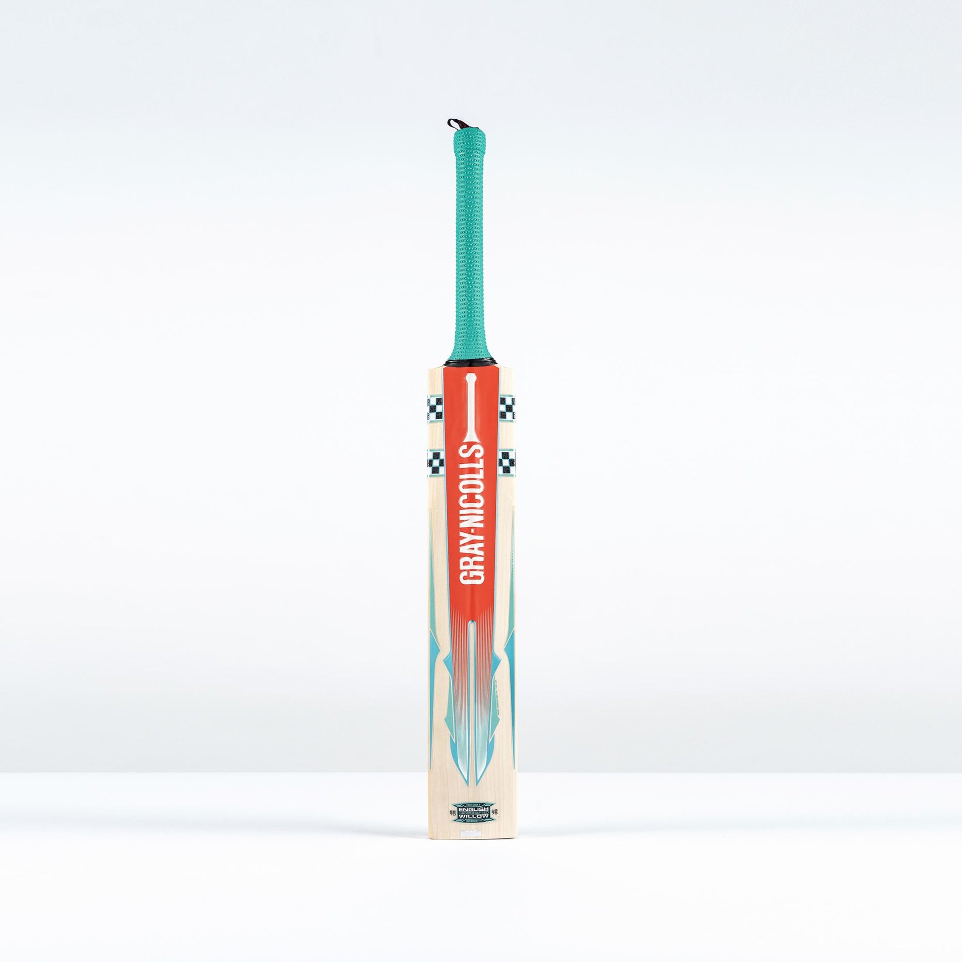 back view of Gray Nicolls Gem Power cricket bat with spine and red branding