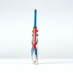 Back view of the Gray-Nicolls Havoc Gen 1.0 Test Cricket Bat (2026) with bold blue graphics and modern Havoc branding.


