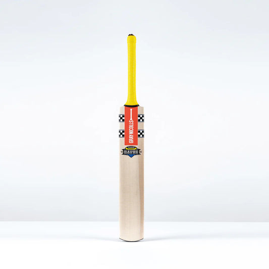 front view of Gray-Nicolls Havoc HB317 Warrior Junior Cricket Bat with yellow grip