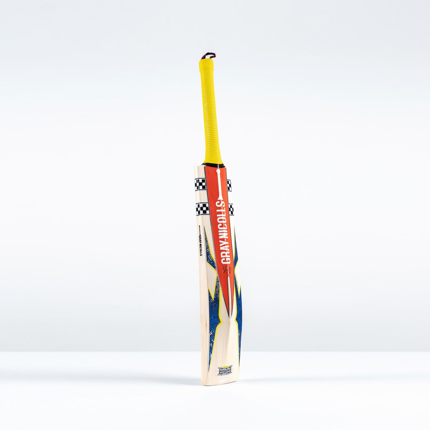 Close-up of the yellow handle and back branding on the HB317 Test bat